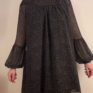 black and white polka dot dress